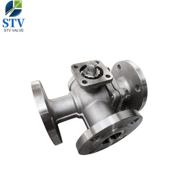 ANSI 150LB 3 Way Ball Valve,Flange End ,T Port,With ISO Direct Mounting Pad - Image 2