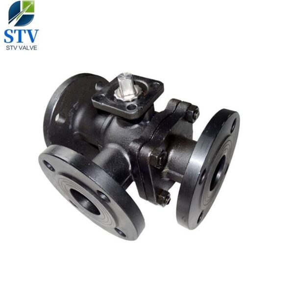 ANSI 150LB 3 Way Ball Valve,Flange End ,T Port,With ISO Direct Mounting Pad