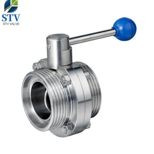 Sanitary Stainless Steel Male Thread Butterfly Valve with Round Pull Handle