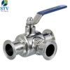 3 Way Sanitary Ball Valve with Tri-clamp Ends, Manual Type