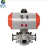 Sanitary 3 Way Ball Valve With Pneumatic,Tri-Clamp Ends