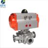 Sanitary 3 Way Ball Valve With Pneumatic,Tri-Clamp Ends - Image 2