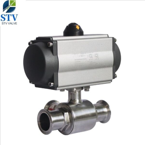Sanitary 3 Way Valve, 3 Port Ball Valve, With Pneumatic Actuator - imagine 5