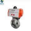 Sanitary Butterfly Valve with Pneumatic Operated Actuator,Butt-weld Ends
