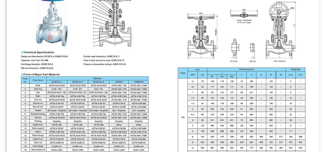 BS1873 Globe Valve 150LB