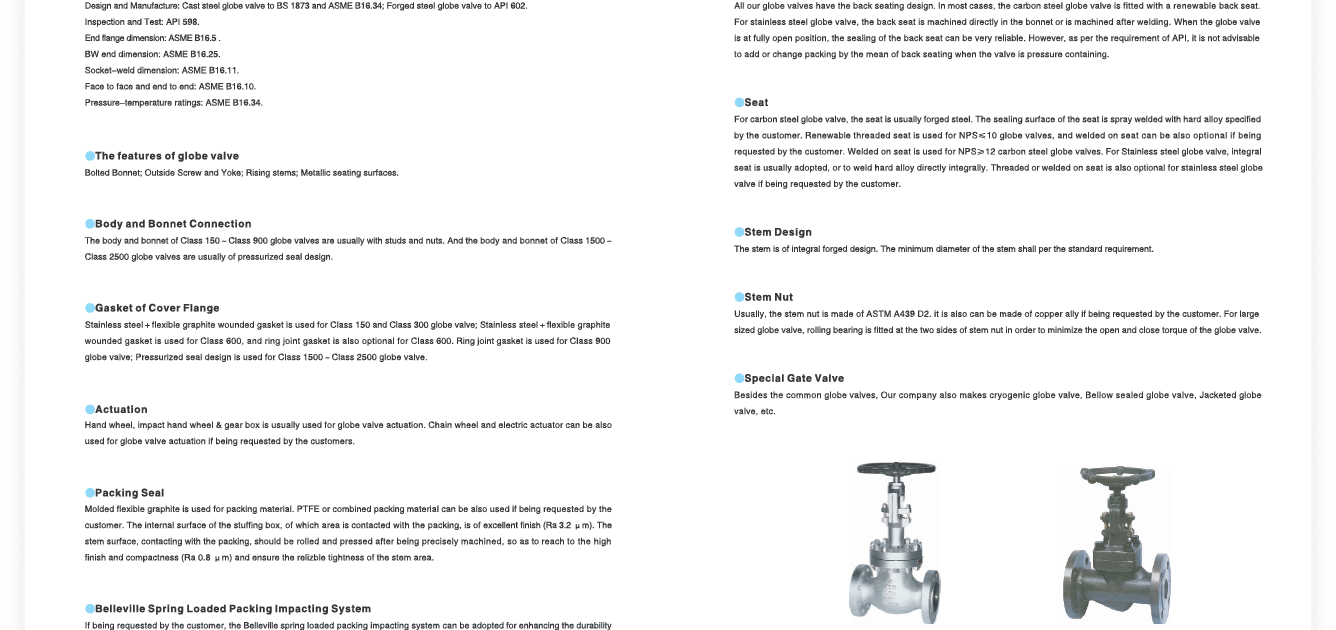 CLASS 150LB~1500LB CAST STEEL GLOBE VALVE BS1873