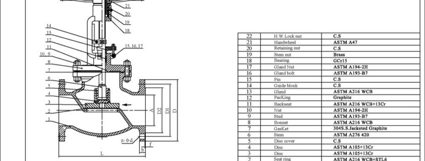 JIS 30 Globe Valve Drawing